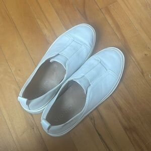 White leather walking shoes